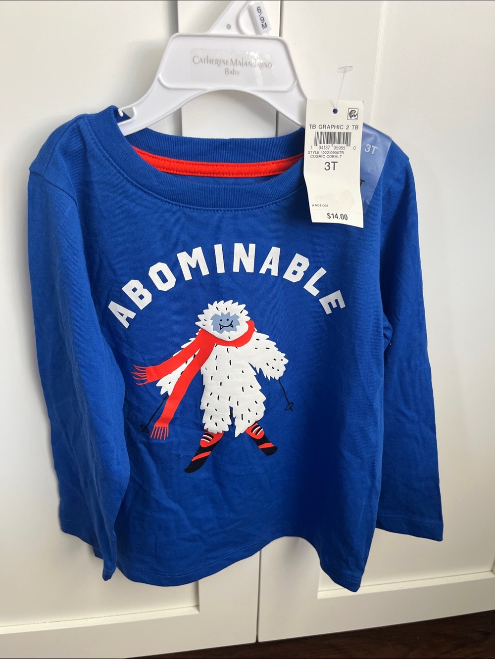 Epic Threads Blue 'Abominable' Long-Sleeve Tee with Red Accents